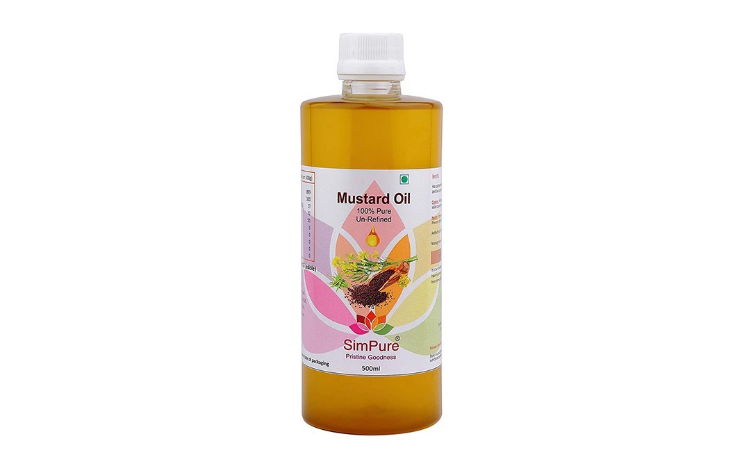 SimPure Mustard Oil 100% Pure Un-Refined   Plastic Bottle  500 millilitre